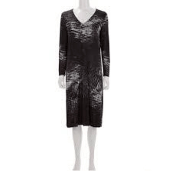 Gucci X Tom Ford Vintage S/S 2000 Abstract Print Long Sleeve V Neck Dress SZ 42 - Picture 2 of 10